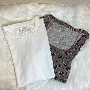 Set of 2 Eddie Bauer White Animal Print Shirts